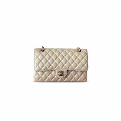 CHANEL IRIDESCENT BEIGE MEDIUM CLASSIC FLAP BAG A01112 (25.5*15*6cm)